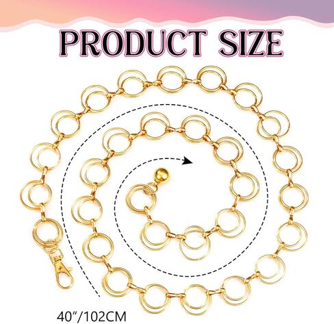 O-Ring Waist Chain Belt Link Link Belts Chain Adjustable Belly Body Chain for Women in Kuwait
