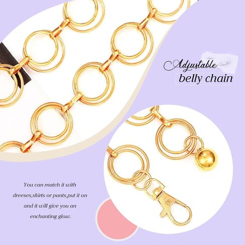 O-Ring Waist Chain Belt Link Link Belts Chain Adjustable Belly Body Chain for Women in Kuwait