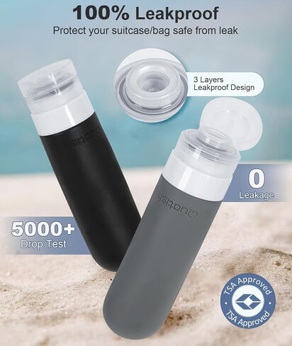 18 Pack Travel Bottles for Toiletries【Original Patented】, TSA Approved Travel Size Containers, Leak Proof Travel Size Toiletries for Women & Men, Silicone Shampoo Bottles Travel Essentials, Grey in Saudi Arabia