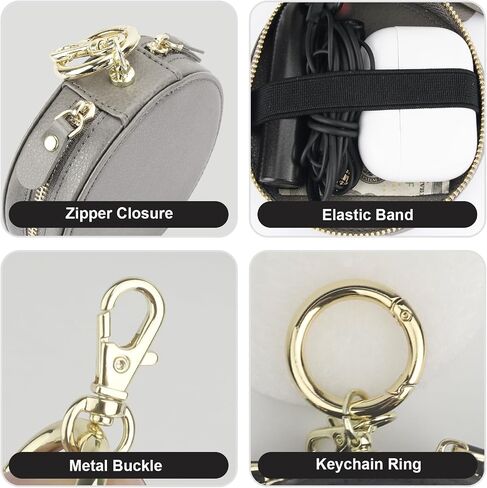 Bocasal Coin Pouch Mini Lipstick Cosmetic Bag with Airtag Holder Mirror, Leather Zipper Travel Makeup Bag Organizer Keychain Ring Clasp for Keys Earbuds Earphone Lip Gloss Chapstick Women Girl (Black) in Kuwait