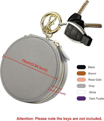 Bocasal Coin Pouch Mini Lipstick Cosmetic Bag with Airtag Holder Mirror, Leather Zipper Travel Makeup Bag Organizer Keychain Ring Clasp for Keys Earbuds Earphone Lip Gloss Chapstick Women Girl (Black) in Kuwait