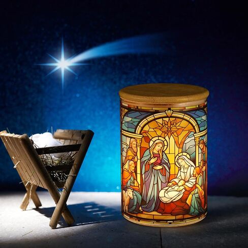 Christmas Votive Candle Holder Christmas Nativity Scene Tea Light Holder with LED Candle Glass Tealight Holder Tea Light Candle Jar for Winter Xmas Indoor Table Centerpiece Decor in Saudi Arabia