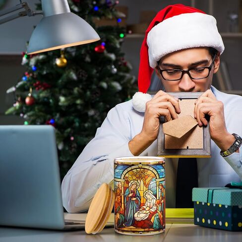 Christmas Votive Candle Holder Christmas Nativity Scene Tea Light Holder with LED Candle Glass Tealight Holder Tea Light Candle Jar for Winter Xmas Indoor Table Centerpiece Decor in Saudi Arabia