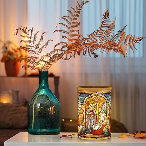 Christmas Votive Candle Holder Christmas Nativity Scene Tea Light Holder with LED Candle Glass Tealight Holder Tea Light Candle Jar for Winter Xmas Indoor Table Centerpiece Decor in Saudi Arabia