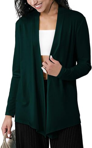 Women’s Open Front Cardigan Sweater, Long, Lightweight, and Versatile Green & Black Cardigans for Women in Saudi Arabia