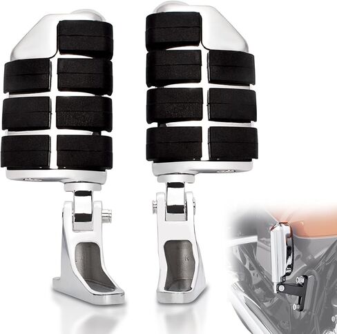 FOVPLUE Passenger Mini Footboard, Passenger Footpegs w/Mount Kit for Harley Touring 1993-2024,for CVO Electra Glide Road Glide Road King Street Glide Ultra Classic Ultra Limited Revival FLH,Chrome#3 in Saudi Arabia