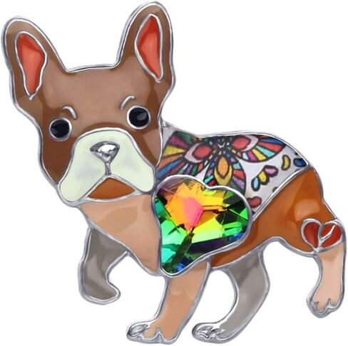 Bonsny Enamel Alloy Rhinestone French Bulldog Brooches Pin Jewelry For Women Girls Novelty Gift Charms in Saudi Arabia