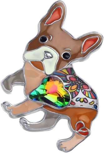 Bonsny Enamel Alloy Rhinestone French Bulldog Brooches Pin Jewelry For Women Girls Novelty Gift Charms in Saudi Arabia