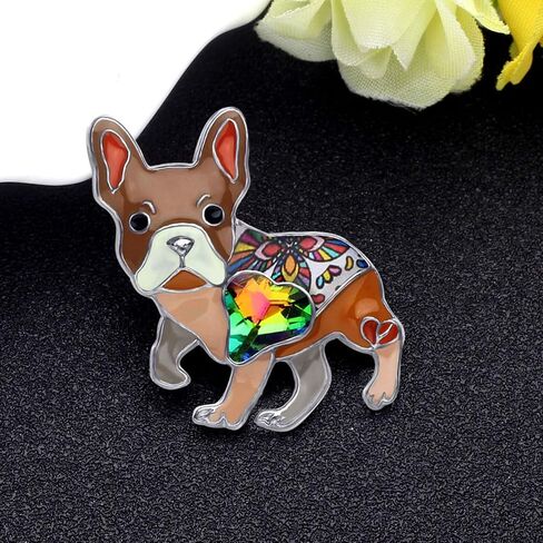 Bonsny Enamel Alloy Rhinestone French Bulldog Brooches Pin Jewelry For Women Girls Novelty Gift Charms in Saudi Arabia