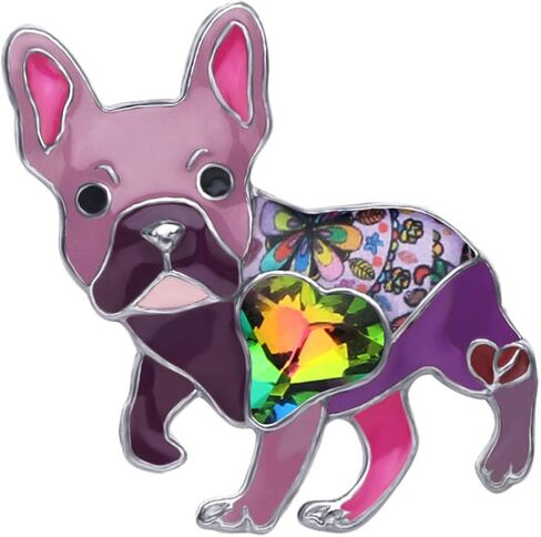 Bonsny Enamel Alloy Rhinestone French Bulldog Brooches Pin Jewelry For Women Girls Novelty Gift Charms in Saudi Arabia