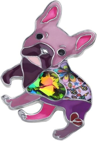 Bonsny Enamel Alloy Rhinestone French Bulldog Brooches Pin Jewelry For Women Girls Novelty Gift Charms in Saudi Arabia