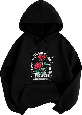 SOLY HUX Women's Hoodie Vintage Graphic Print Hooded Pullover Casual Fall Sweatshirt Tops in Saudi Arabia