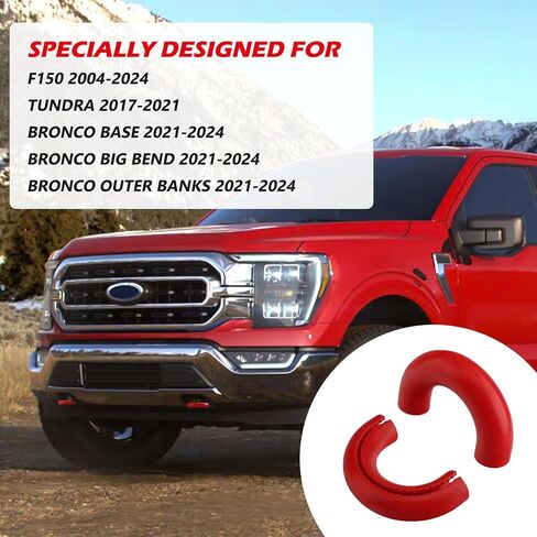 Tow Hook Covers for Ford F150 2004-2024 Bronco Base/Big Bend/Outer Banks 2021-2024 Compatible with Toyota Tundra Accessories 2017-2021|(Red) in Saudi Arabia