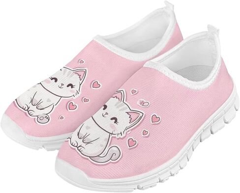 Girls Slip On Sneakers Kids Tennis Shoes Cartoon Running Athletic Shoes in Kuwait