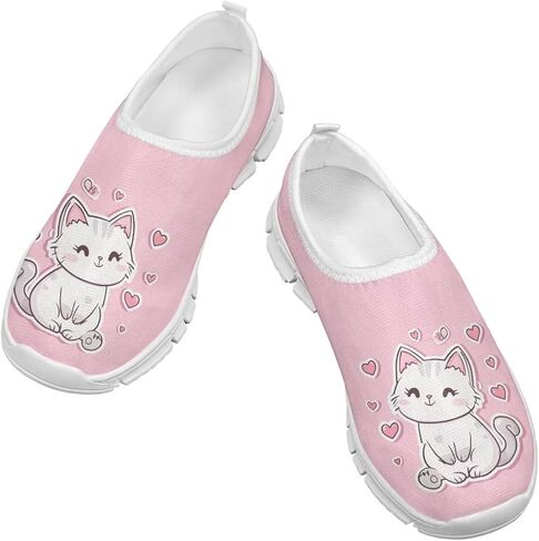 Girls Slip On Sneakers Kids Tennis Shoes Cartoon Running Athletic Shoes in Kuwait