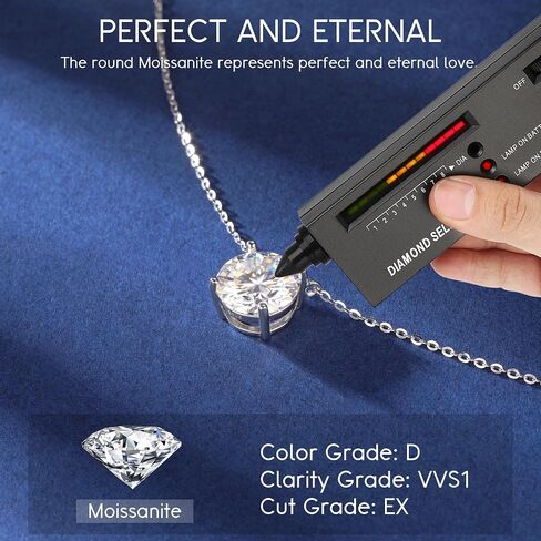 MOOSEA Heart and Round Pendant Necklace for Women, Gifts for Wife, 1-4 Carat Moissanite Necklace, D Color VVS1 Clarity Lab Created Moissanite 925 Sterling Silver Necklace, Birthday Jewelry Gifts in Saudi Arabia