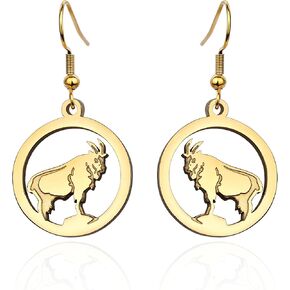 Animal Dangle Earrings for Women Silver Gold Plated Wildlife Bear Moose Elk Buffalo Earrings Circle Hoop Cute Animal Earrings for Women Teen Girls Animal Jewelry Gift