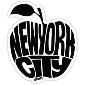 NYC Big Apple (White) - Sticker Graphic Bumper Window Sicker Decal - State Love Sticker