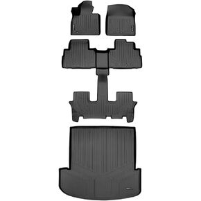 SMARTLINER All Weather Custom Fit Black 3 Row & Cargo Liner Behind The 2nd Row Floor Mat Liner Set Compatible with 2020-2023 Kia Telluride with 2nd Bucket Seats Without Center Console