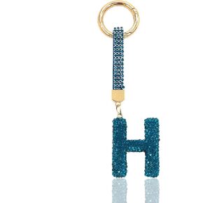 Blue Initial Letter Keychain Gift for Women Girls Bling Sparkly Cute Backpack Car Key Accessories