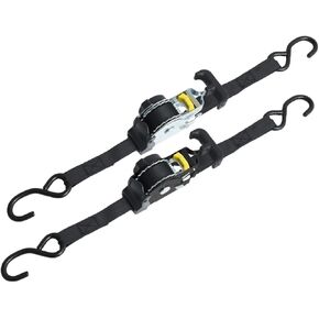 Retractable Ratchet Straps, 2 Pack (1in X 10ft), Heavy Duty Tie Down Ratchet Straps Self Retractable. 896lb Max Break Strength. Ideal for Moving, Securing Cargo.[v2 Black/Grey x 2pack]