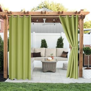 LORDTEX Linen Look Indoor/Outdoor Curtains, 52" W x 120" L, Indigo, Set of 2 Panels Waterproof, Privacy, Sun Blocking Textured Grommet Curtains for Patio, Pergola, Porch, Deck, Lanai, and Cabana
