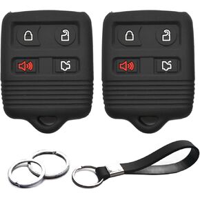 2pcs Compatible with Ford Crown Victoria Edge Escape Escort Excursion Expedition Explorer Sport Trac Lincoln Mercury 4 Buttons Key Fob Cover Case Key Chain Protector Keyless Remote Holder
