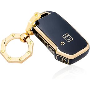 YHC Key Fob Cover for Kia with Gold Keychain fit Ceed Cerato Forte Niro Seltos Sorento Soul