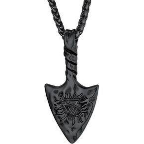 ChainsProMax Mens Viking Necklace, Arrowhead/Rune/Raven Skull Necklace for Men Nordic Jewelry-Send Gift Box