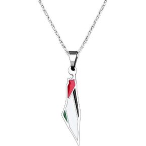 Free Palestine Flag Necklace for Women Men Ethnic Necklaces for Daughter Son Birthday Gifts from Mom Dad Necklace for Sister Brother Gift Ideas Palestine Map Pendant Necklace for Best Friend