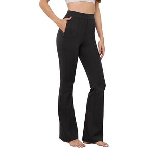 Women’s 2024 Fall 27"/29"/31" Flare Yoga Dress Pants, High Waist Stretchy Slacks for Work Business with Zipper Pockets
