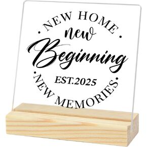 2025 Housewarming Gifts New Home Decor New Home New Beginning Gifts Home Sweet Home Acrylic Sign Welcome Home Sign New Home Gifts Ideas for Home Buyers Homeowner Acrylic Sign 4 x 4 inch