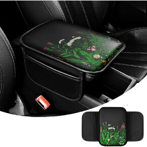 Upgraded Universal Car Center Console Cover, Microfiber Leather Armrest Cover with Storage Bags, Car Armrest Cushion, Comfortable and Durable Interior Accessory for Most Vehicles, Black