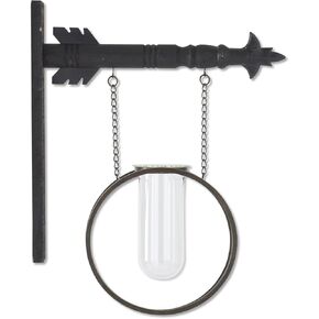K&K Interiors Glass Test Tube Vases in Round Metal Frame Arrow Replacement, 10.25-inch Diameter