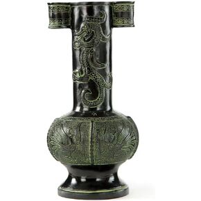 Antique Metal Vase with Dragon and Bird Patterns Wax-Lost Casting Craft