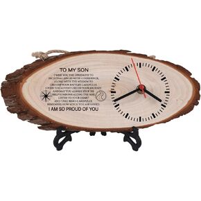 to My Son Gifts,Wooden Clock,Desktop Clock,Wooden Silent Wall Clock,Birthday Graduation Gifts for Son (to My Son Gifts)