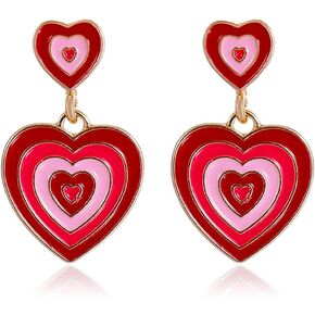 Double Heart Earrings Dangling Heart Drop Earrings For Women Love Heart Dangle Earrings Valentine's Day Mother's Day Gift