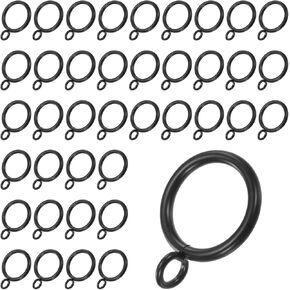 40-Pack Silver Curtain Rings with Eyelet, Rustproof Metal Rings for Curtain Rods, 1.25 Inch Interior Diameter Drapery Rings for Curtain Rods for Hanging Drapes/Hats/Towels