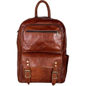 17" Leather Backpack Bags Rucksack Luggage Travel College School Bag New Genuine Leather Bag in Brown for Men's & Women's (12"X17"), Brown D, 17 X 6 X8 INCH