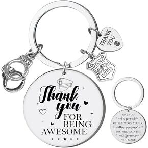 Police Officer Gift Appreciation Keychain - Thank You Key Chain Gifts for Policeman, Double Sided Appreciation Keyring