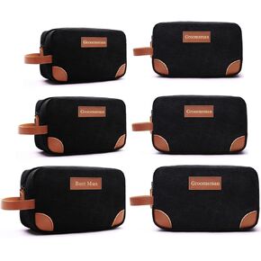 Sets of 6 Groomsmen Toiletry Bags, Gift Idea for Best Man and Groomsman, Groomsman Proposal Gift for Bachelor Party, Wedding Party, Black