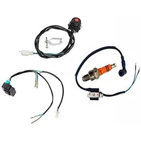 Engine Wire Harness Wiring Loom CDI Ignition Coil Spark Plug Harness kit for Kick Start 4 stroke 49cc 50cc 70cc 110cc 125cc 140cc 160cc ATV Quad Bike Buggy Go Kart