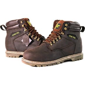 Men's 6" Steel Toe Industrial Work Boots Waterproof Crazy-Horse Slip Resistant