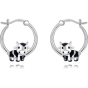 925 Sterling Silver Cute Animal Hoop Earrings Jewelry for Women Animal Lovers