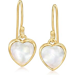 Ross-Simons Mother-Of-Pearl Heart Drop Earrings in 18kt Gold Over Sterling