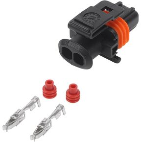 2 Pin Common Rail Diesel Injector Connector No.7703297953 3.5mm Series Waterproof Female Plug for Mercedes-Benz for Renault Plastic Black Orange 1 Set