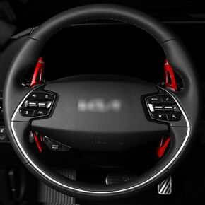 YOUTOOCAR Steering Wheel Accessories Shift Paddle Shifter Extension Aluminum Alloy Trim Cover Compatible with Kia EV6 Kia NIRO EV Accessories (Red)