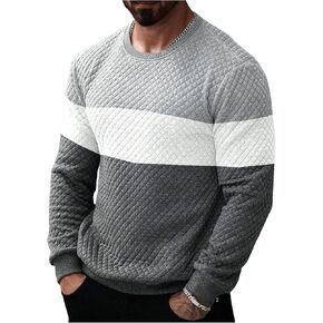 MakeMeChic Men's Plus Size Sweatshirts Long Sleeve Crew Neck Color Block Pullovers Top