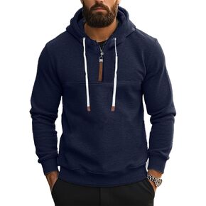Men's Fashion Hoodies Pullover Casual Sweatshirt Drawstring Quarter Zip Hoodie