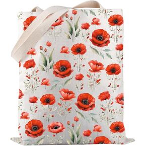 PWHAOO California Poppy Tote Bag American Poppy Canvas Bag California Poppy Botanical Gift Poppy Flower Gift